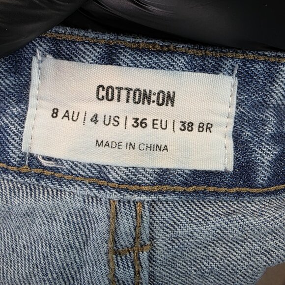 Cotton On Jeans Womens 4 Light Wash Mom High Rise Distressed Denim Tapered Leg - Picture 9 of 11